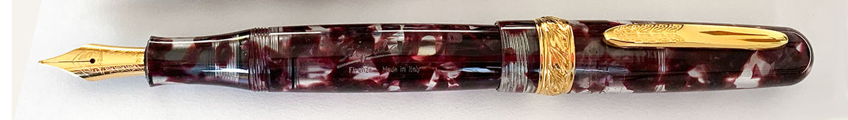 Penna stilografica Stipula Etruria Magnifica Lucens rossa - Artigianato italiano